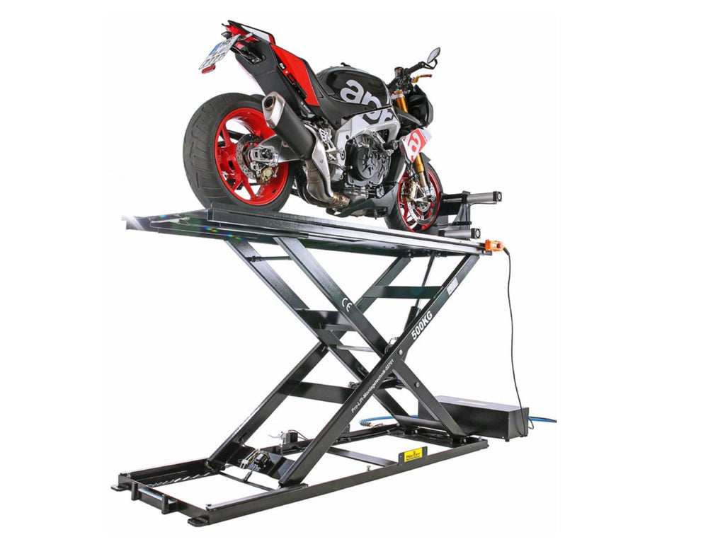 Motorradhebebühne Scherenbühne 500 kg, 1250 mm Hubhöhe, 230V Elektroantrieb