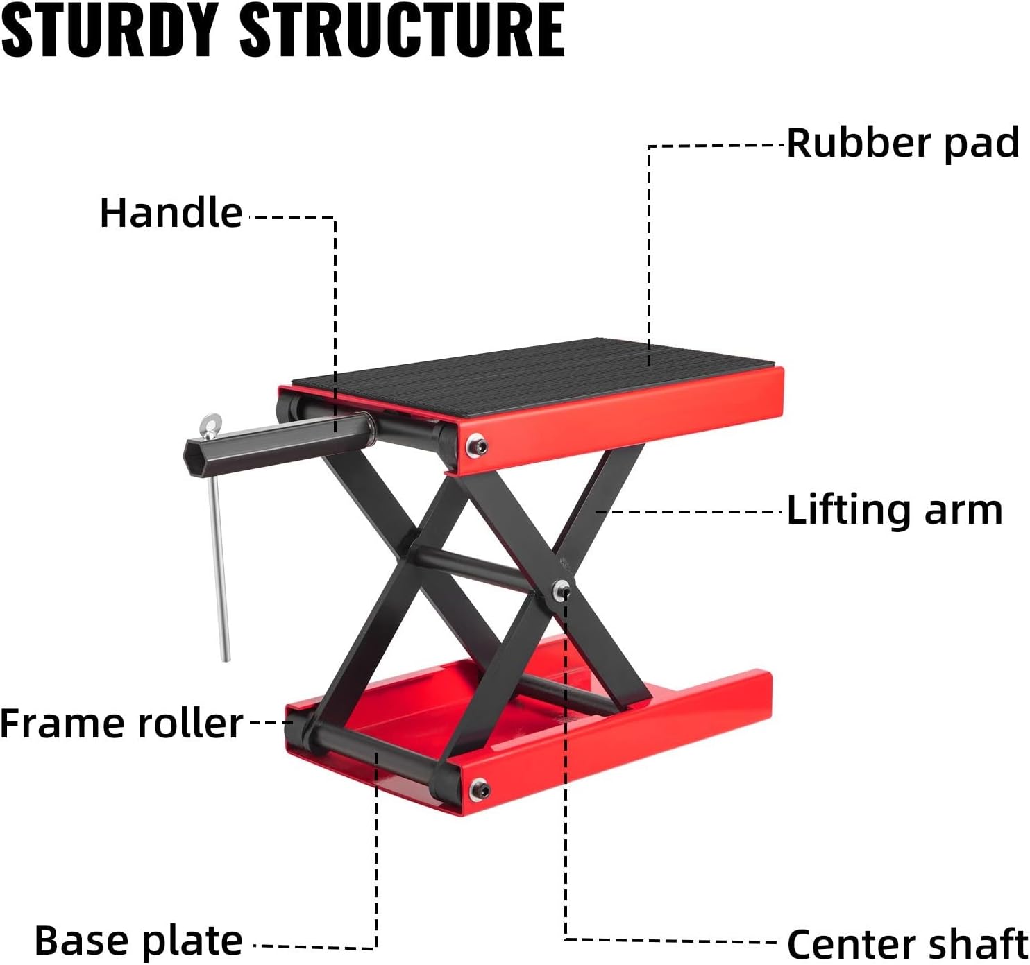 500 kg Motorrad-Hebebühne rot, 360 x 220 mm manueller Motorrad-Hebebühne Scherenwagenheber